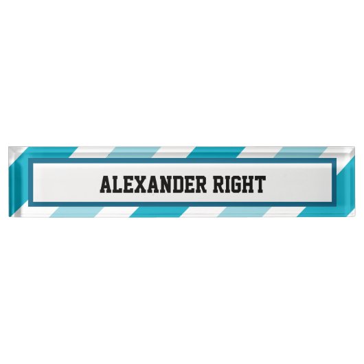 ツートーンストライプの机用ネームプレート デスクネームプレート (正面)