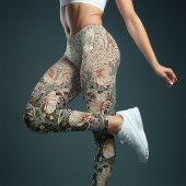 ツートーンパンペネルダスティピンク&ティール（緑がかった色）ブルーモリス レギンス