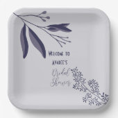 ツートーンパープルフォークアートフローラシャワー ペーパープレート (正面)