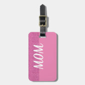 ツートーンピンクの"お母さん"の荷物のラベル ラゲッジタグ (正面縦)