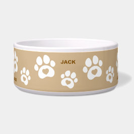 ツートーンブラウンポープリントペパーソナライズされたットボウル ボウル