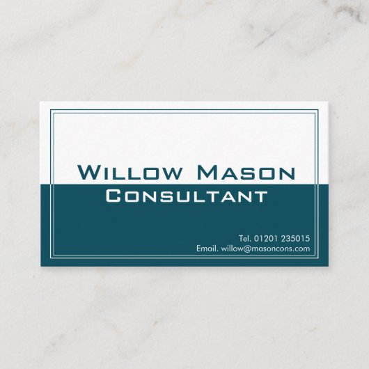 ツートーンブルーホワイト、プロフェッショナル名刺 名刺 (正面)