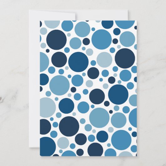 ツートーンブルー水玉模様ベビーシャワー招待状 招待状 (裏面)