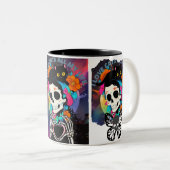 ツートーンマグカップ, 325 ml**スカル＆ブラックキャット ハロウィンマグカップ  ツートーンマグカップ (正面右)