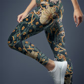 ツートーンヨガパンツティール（緑がかった色）金ゴールドパンペネルモリス レギンス