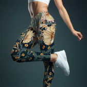 ツートーンヨガパンツティール（緑がかった色）金ゴールドパンペネルモリス レギンス