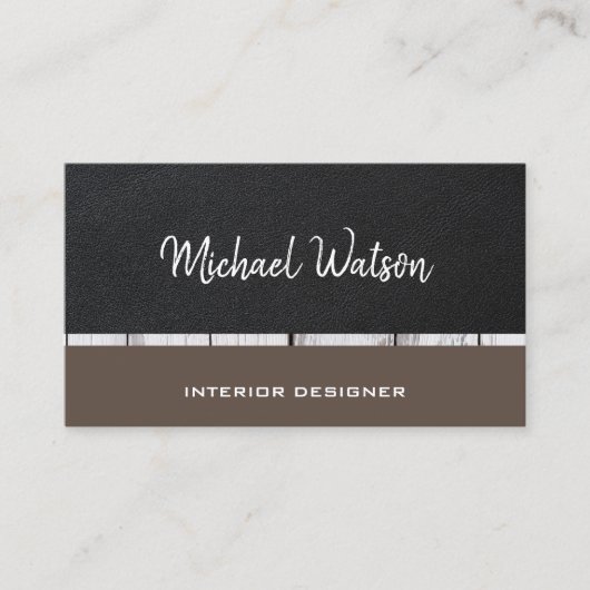 ツートーンレザー |コンサルティング |木製トリム 名刺 (正面)