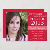 ツートーン卒業の招待状(赤い) 招待状 (正面/裏面)
