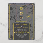 ツートーン石板フローラ&トンフライ箔招待状 箔招待状 (正面)