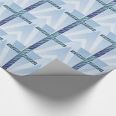 ツートーン青青いさざ波の神聖な十字 ラッピングペーパー (角)