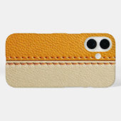 ツートーン・タン&クリームステッチレザーフォンケース Case-Mate iPhoneケース (裏面 (横))