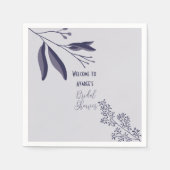 ツートーン パープル フォークアート フラワー シャワー スタンダードカクテルナプキン (正面)