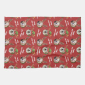 ツードッグフォト小妖精や小人&トナリアアントラーハットクリスマス キッチンタオル (横)