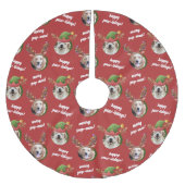 ツードッグフォト小妖精や小人&トナリアアントラーハットクリスマス ブラッシュドポリエステルツリースカート (正面)