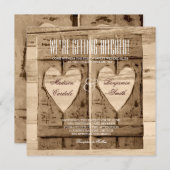 ツーハートウッ素朴ドシャッターズ結婚式招待状 招待状 (正面/裏面)