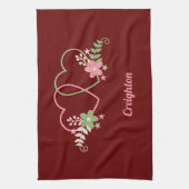 ツーハートズラバーズデザイン キッチンタオル (縦)