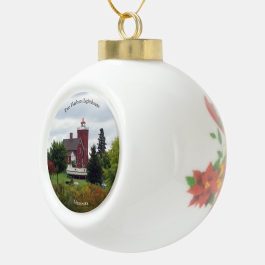 ツーハーバーライトハウス&ボートオーナメント セラミックボールオーナメント (右)