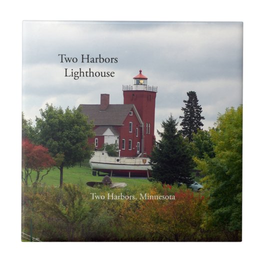 ツーハーバーライトハウス&ボートタイル タイル (正面)