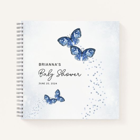 ツーバタフライツインボーイズ赤ちゃんシャワーゲストブック ノートブック (正面)