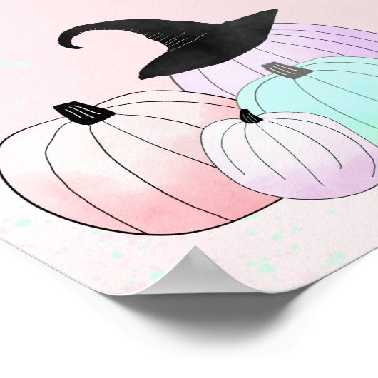 ツーパステル不気味ハロウィーン誕生日ウェルカム ポスター (角)