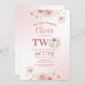 ツーパンプキンガールズピンクバースデーパーティー秋秋 招待状 (正面/裏面)