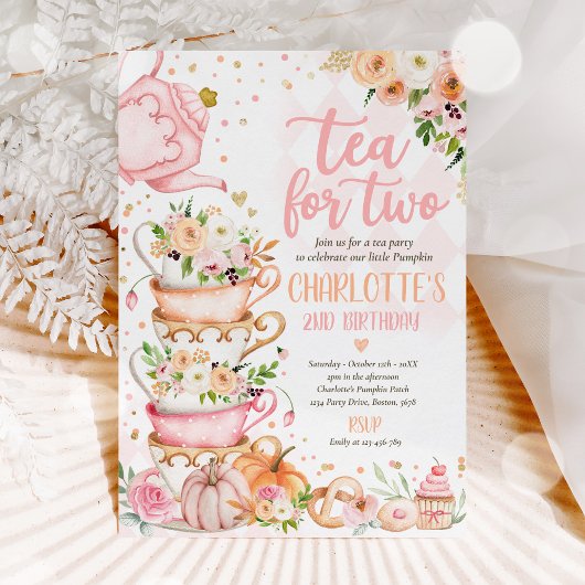 ツーパンプキン秋誕生日フローラパルティー 招待状