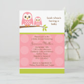 ツーピンクオウルズベビーシャワー招待状 招待状 (スタンド正面)