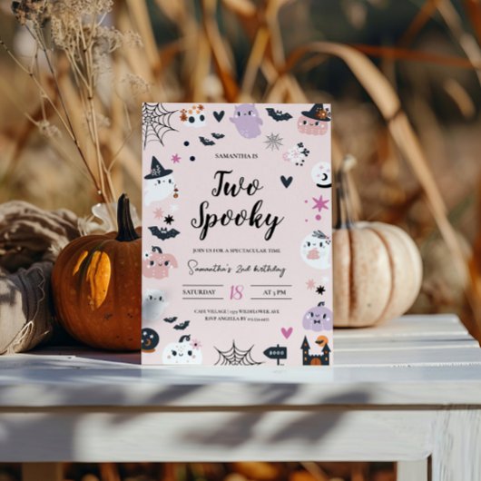 ツーピンク不気味ハロウィーン誕生日招待状 招待状