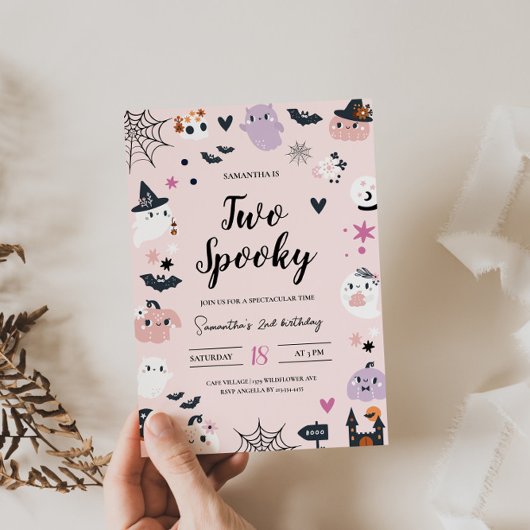 ツーピンク不気味ハロウィーン誕生日招待状 招待状