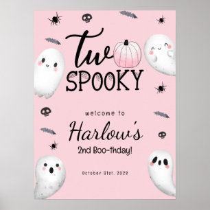 ツーピンク不気味幽霊ハロウィーン誕生日へようこそ ポスター