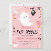 ツーピンク不気味幽霊ハロウィーン誕生日 招待状 (正面)