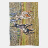 ツーピントよくはしゃぐウマ絵を描ーズウマ科のアートデザイン キッチンタオル (縦)