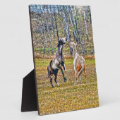 ツーピントよくはしゃぐウマ絵を描ーズウマ科のアートデザイン フォトプラーク (側面)