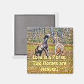 ツーピントよくはしゃぐウマ絵を描ーズウマ科のアートデザイン マグネット (正面/裏面)