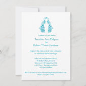 ツーピーフクロウティール(緑がかった色)ホワイト結婚式招待状 招待状 (裏面)