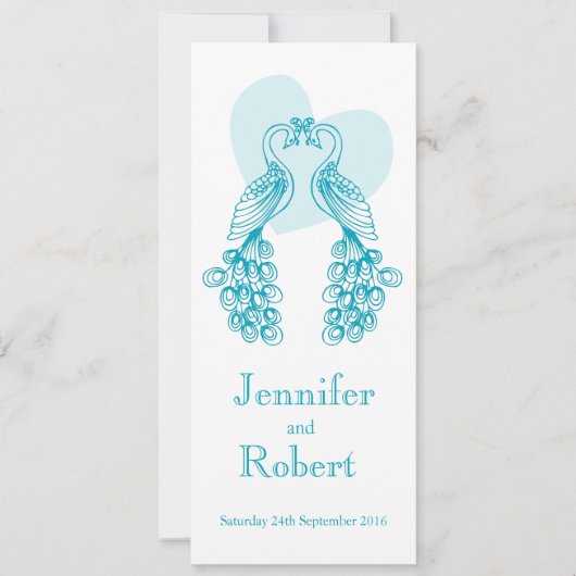 ツーピーフクロウティール（緑がかった色）結婚式招待状 招待状 (正面)