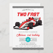 ツーファストレースカーボーイ2歳の誕生日パーティー 招待状 (正面/裏面)