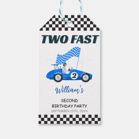 ツーファスト ブルーレースカの2歳誕生日 ギフトタグ (正面)