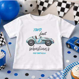 ツーファスト ブルーレースカ 2歳の誕生日招待状 ベビーTシャツ