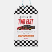 ツーファスト レッドフレーム レースカー 2歳 誕生日パーティー ギフトタグ (裏面)
