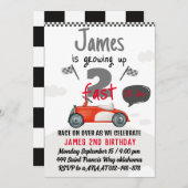 ツーファスト レースカーボーイ 2歳の誕生日パーティー 招待状 (正面/裏面)