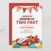 ツーファスト レースカ― 2歳の誕生日パーティー招待状 招待状 (正面/裏面)