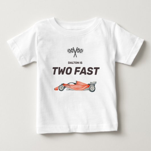ツーファスト レース カー セカンド バースデー トドラー ベビーTシャツ (正面)