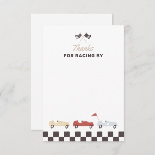 ツーファスト レース カー ボーイ 2歳の誕生日パーティー サンキューカード (正面/裏面)