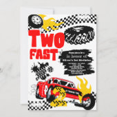 ツーファスト レース カー ボーイ 2歳の誕生日パーティー 招待状 (正面)