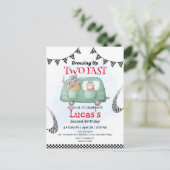 ツーファスト ワイルドエレファント レースカーパーティー 2歳の誕生日 ポストカード (スタンド正面)