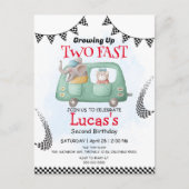 ツーファスト ワイルドエレファント レースカーパーティー 2歳の誕生日 ポストカード (正面)