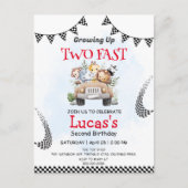 ツーファスト ワイルド サファリ レースカー 2歳の誕生日パーティー ポストカード (正面)