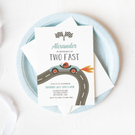 ツーファストBLUEレースカー誕生日招待状 招待状