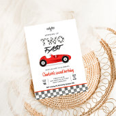 ツーファーストガールレッドレースカーヴィンテージ誕生日 招待状